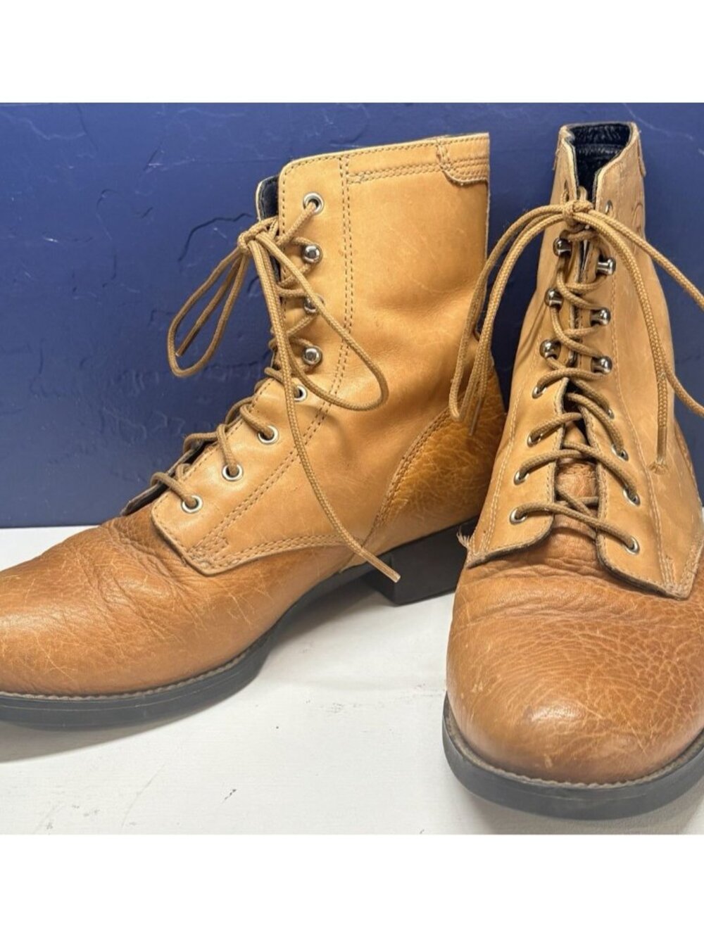 ARIAT Women Leather Lace Up ATS‎ Heritage Boots Sz 6 Brown Rodeo Roping Western